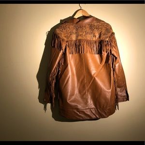 Leather fringe jacket, size 2, worn once